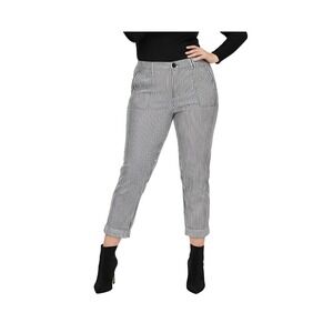 Chico's Crop Pants Womens 2 Black White Striped Stretch Slash Pockets Low Waist
